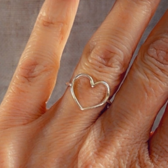 Sterling Silver Open Heart Ring - Minimalist Love Jewelry - Picture 8 of 14